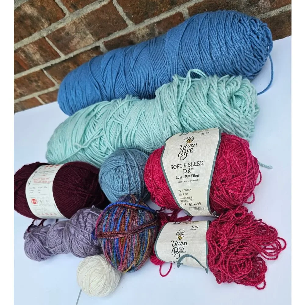 Mixed YARN Lot Crochet Knit GIFT Homemade DIY Homespun Soft CRAFT Bundle GIFT